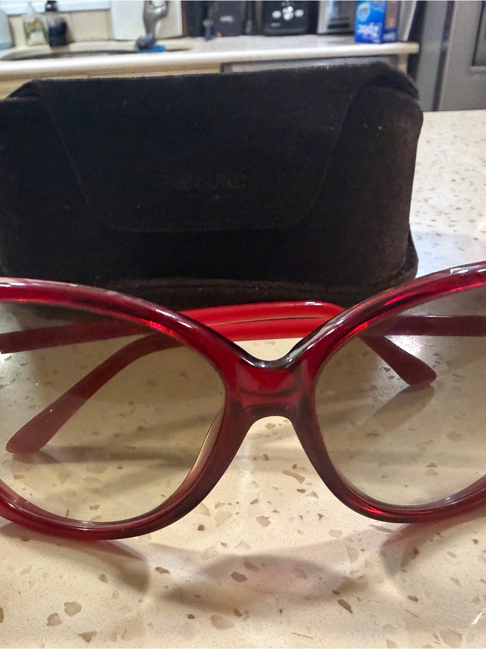 Tom Ford Women's Translucent Red Frame Sunglasses with Gradient Lenses